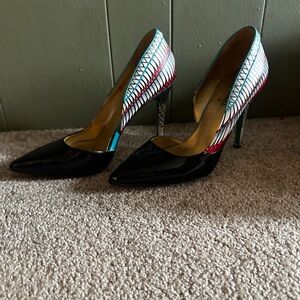Taylor Says - Farah Egyptian Black and Multicolor Patterned Heels